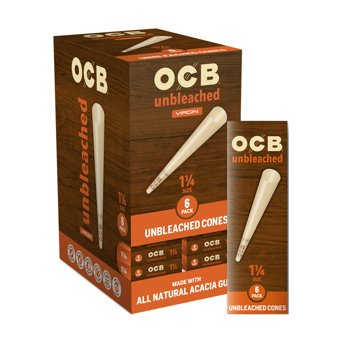 OCB® Unbleached Virgin Cone 24 Count Display